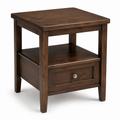 20-Inch Solid Wood End Table with Drawer & Open Shelf, Farmhouse Brown