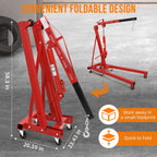 GARVEE 2 Ton Folding Hydraulic Engine Hoist with Lever, Folding Engine Shop Crane Hoist Lift, Heavy Cherry Picker