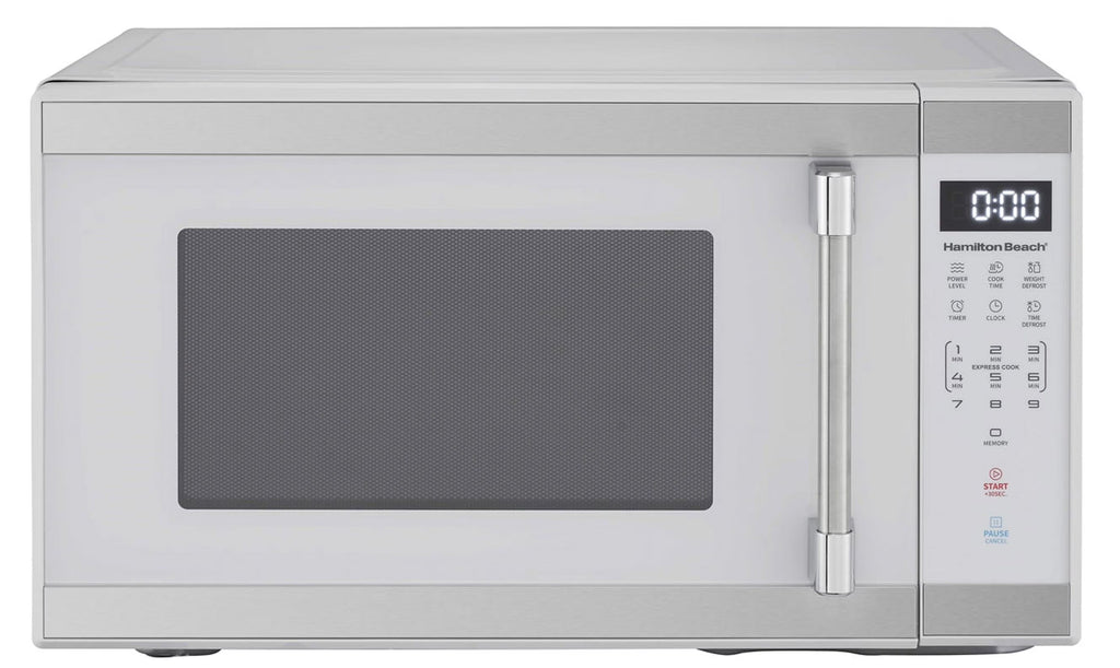 Hamilton Beach 1.1 Cu. Ft. Countertop Microwave Oven, 1000 Watts, White Stainless Steel