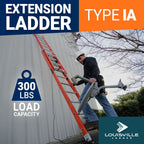 Louisville Ladder 16 - Foot Fiberglass Extension Ladder, 300 - Pound Load Capacity, Type IA, FE3216