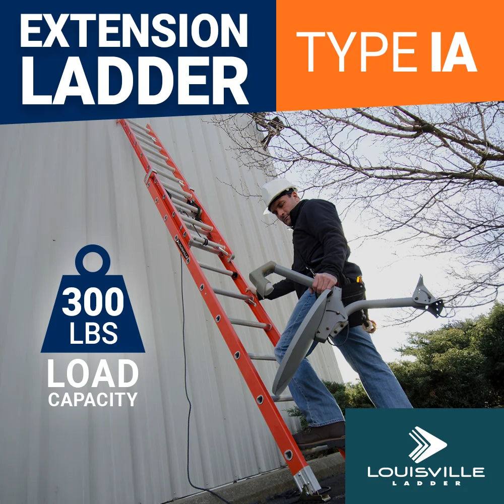 Louisville Ladder 16 - Foot Fiberglass Extension Ladder, 300 - Pound Load Capacity, Type IA, FE3216