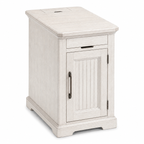Farmhouse End Table with USB & Outlets, Cabinet and Cup Holders