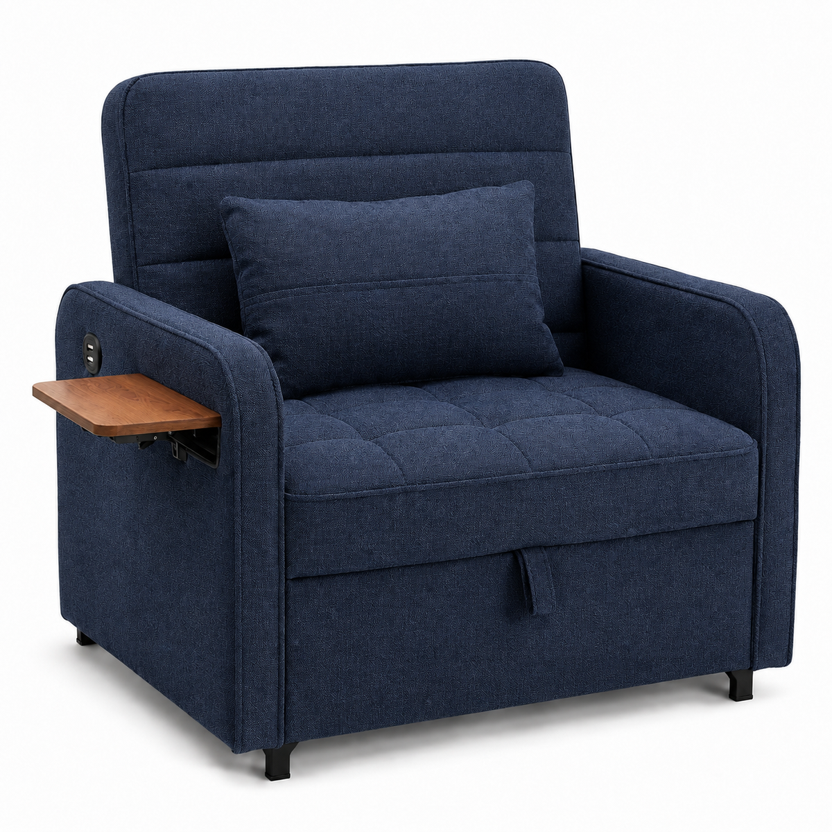 3-in-1 Sleeper Chair Sofa Bedwith USB Port, Foldable Table& Pillow
