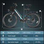 Vivi Electric Bike 26" City Commuter Electric Bike 48V 500W Step - Through Electric Bike 19.8MPH Electric Cruiser