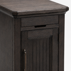Farmhouse End Table with USB & Outlets, Cabinet and Cup Holders