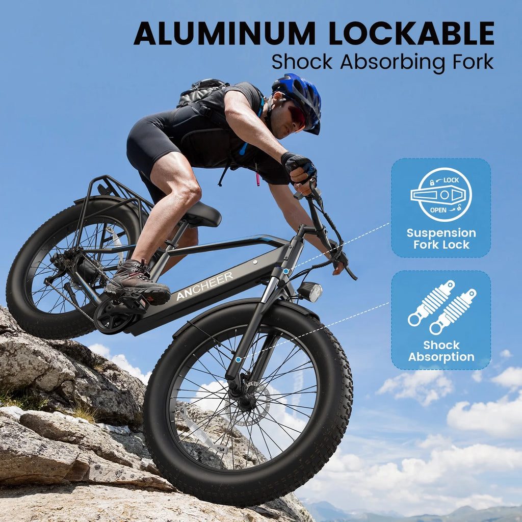 ANCHEER Electric Bike for Adults Peak 1000W Electric Bicycle 48V 15AH Battery Electric Bike 26" x 4.0" Fat Tire