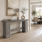 63-Inch Farmhouse Console Table, Long Wooden Sofa & Entryway Table