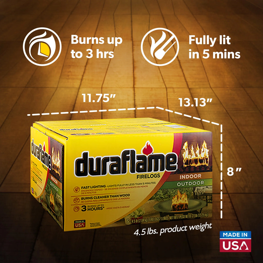Duraflame 4.5 Pound 3 Hour Long Burn Time Quick Light Fire Log (12 Pack)