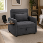 3-in-1 Sleeper Chair Sofa Bedwith USB Port, Foldable Table& Pillow
