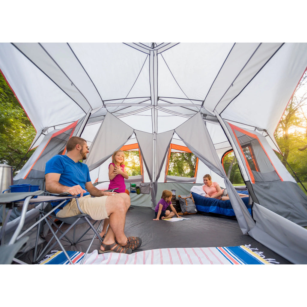 Ozark Trail 20' x 18' 12 - Person 3 - Room Instant Cabin Tent with Screen Room, 56.5 lb