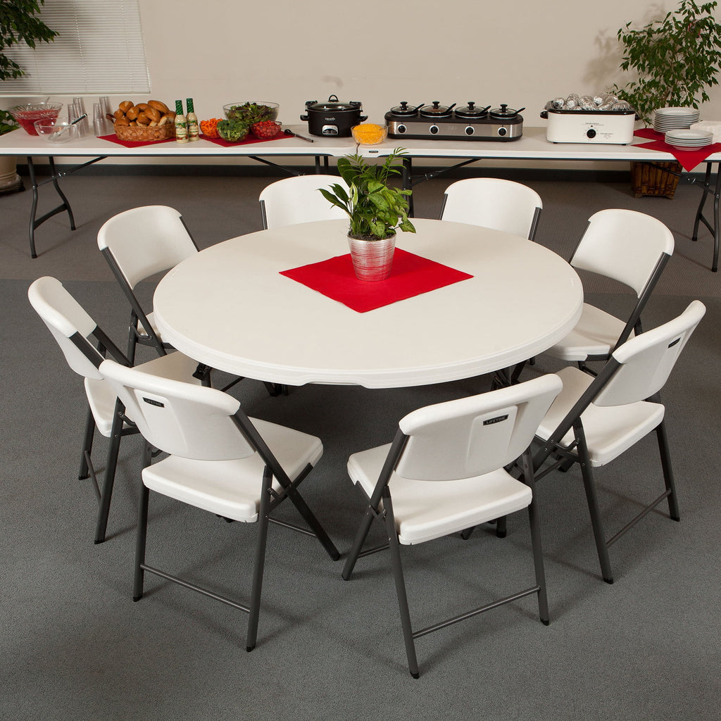 Lifetime 60 in Round Folding Table, Indoor/Outdoor Commercial Grade, Almond (280435)