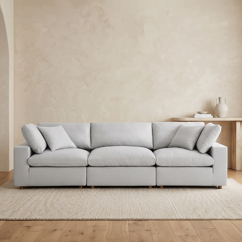 Roomviax Carmen Down Filled Overstuffed Sofa Light Gray