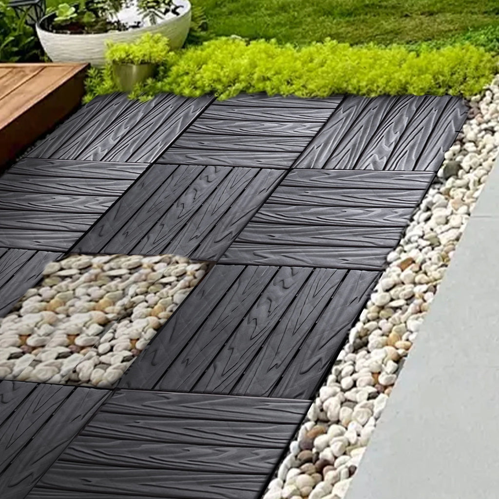 76 - Pack Plastic Interlocking Deck Tiles - 68.80 Sq.ft Outdoor Plastic Flooring Super Durable & Waterproof All