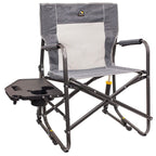 GCI Outdoor Freestyle Rocker with Side Table Foldable Rocking Camp Chair, Heathered Pewter