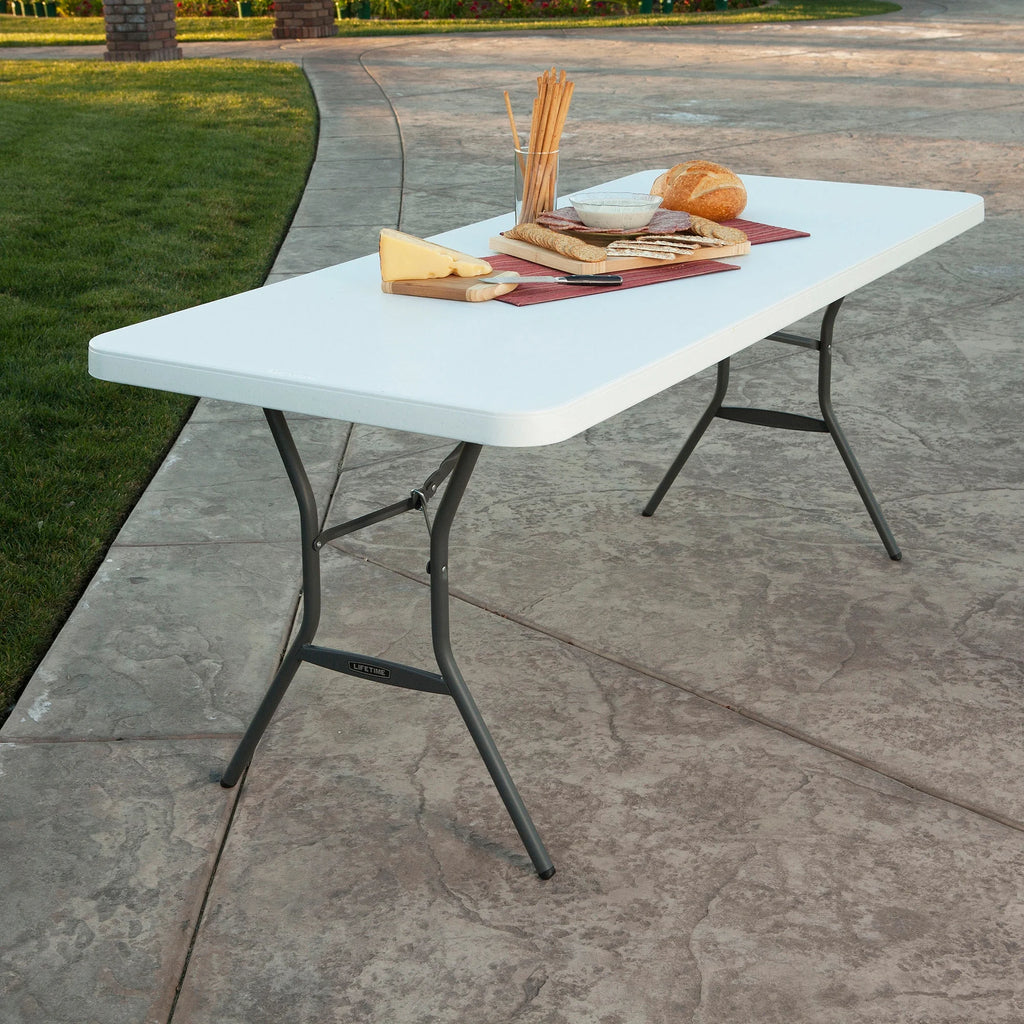 Lifetime 6' Commercial Grade High - Quality Fold - in - Half Folding Table, White (25011)