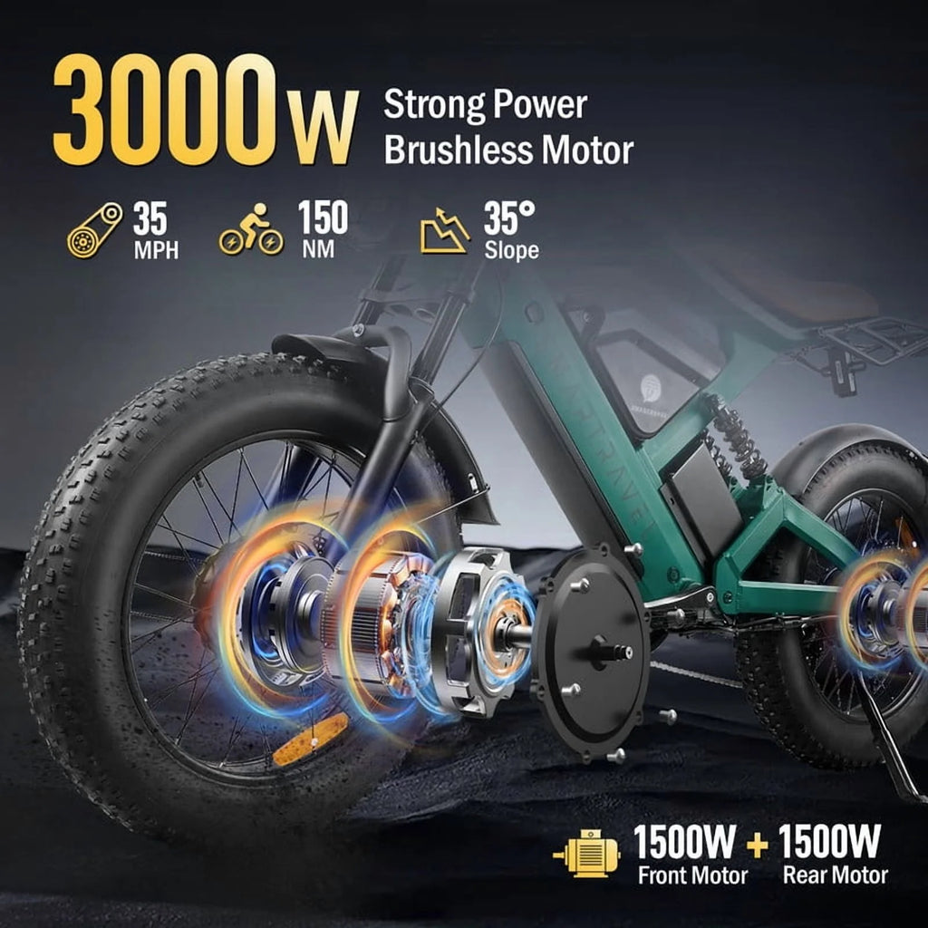 3000W(Peak) Motor 35MPH SMARTRAVEL ST202 Electric Dirt Bike for Adults, 52V50AH Dual Battery Ebike, 92+ Miles Range