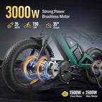 3000W(Peak) Motor 35MPH SMARTRAVEL ST202 Electric Dirt Bike for Adults, 52V50AH Dual Battery Ebike, 92+ Miles Range