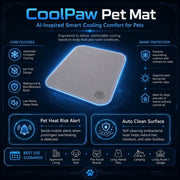 2026 Latest Tech CoolPaw Smart Pet Mat - Auto-Adjusting Cooling Pad for Dogs & Cats, No Ice Needed - Integrated Overheat Phone Alert, Bite-Proof & Self-Cleaning Antibacterial Surface - Perfect for Canada Non-AC Homes