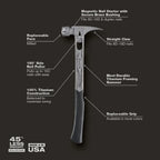 Stiletto TIB15MC 15 - Oz TIBONE Titanium Hammer Milled Face with Curved Handle