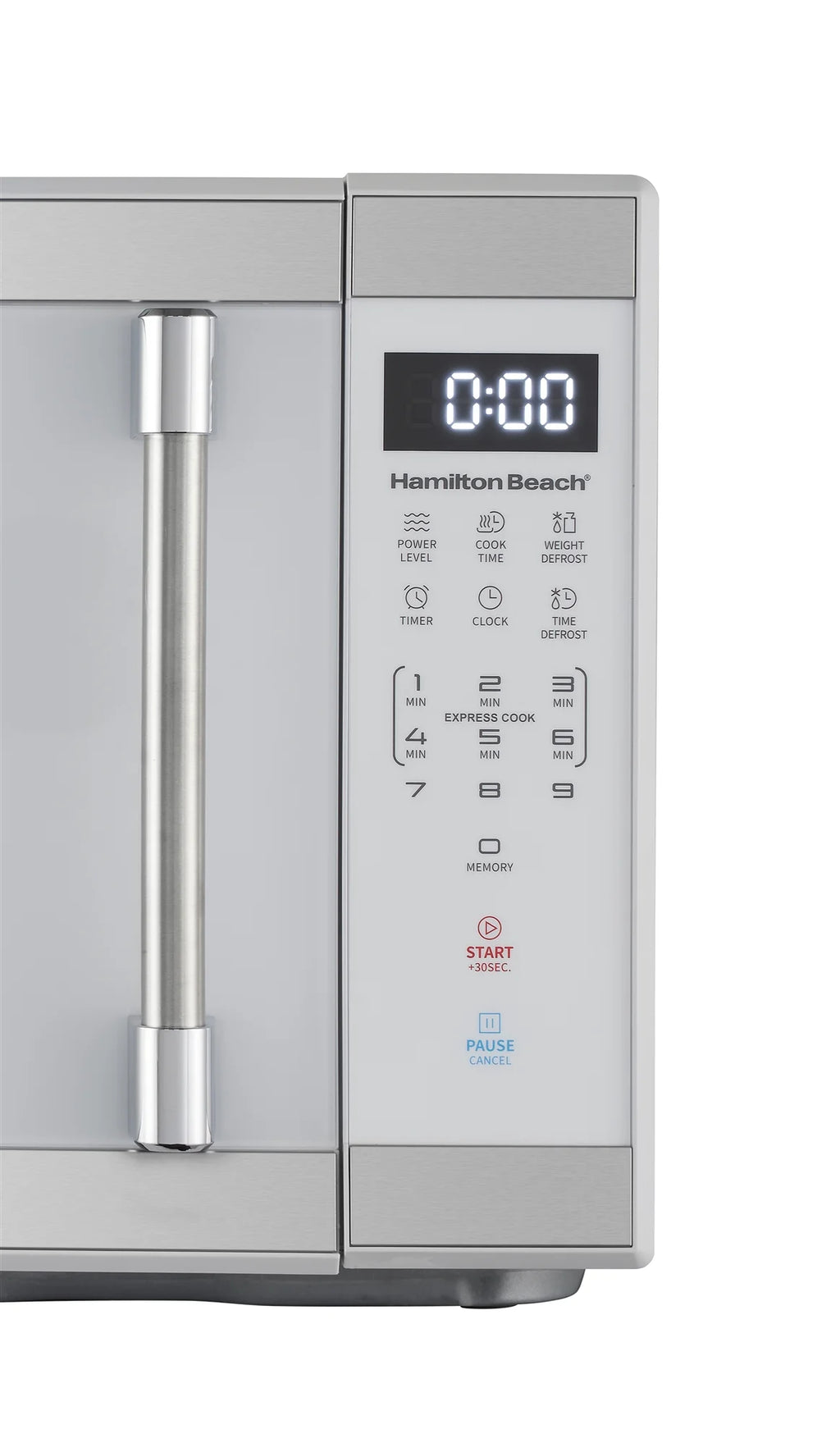 Hamilton Beach 1.1 Cu. Ft. Countertop Microwave Oven, 1000 Watts, White Stainless Steel