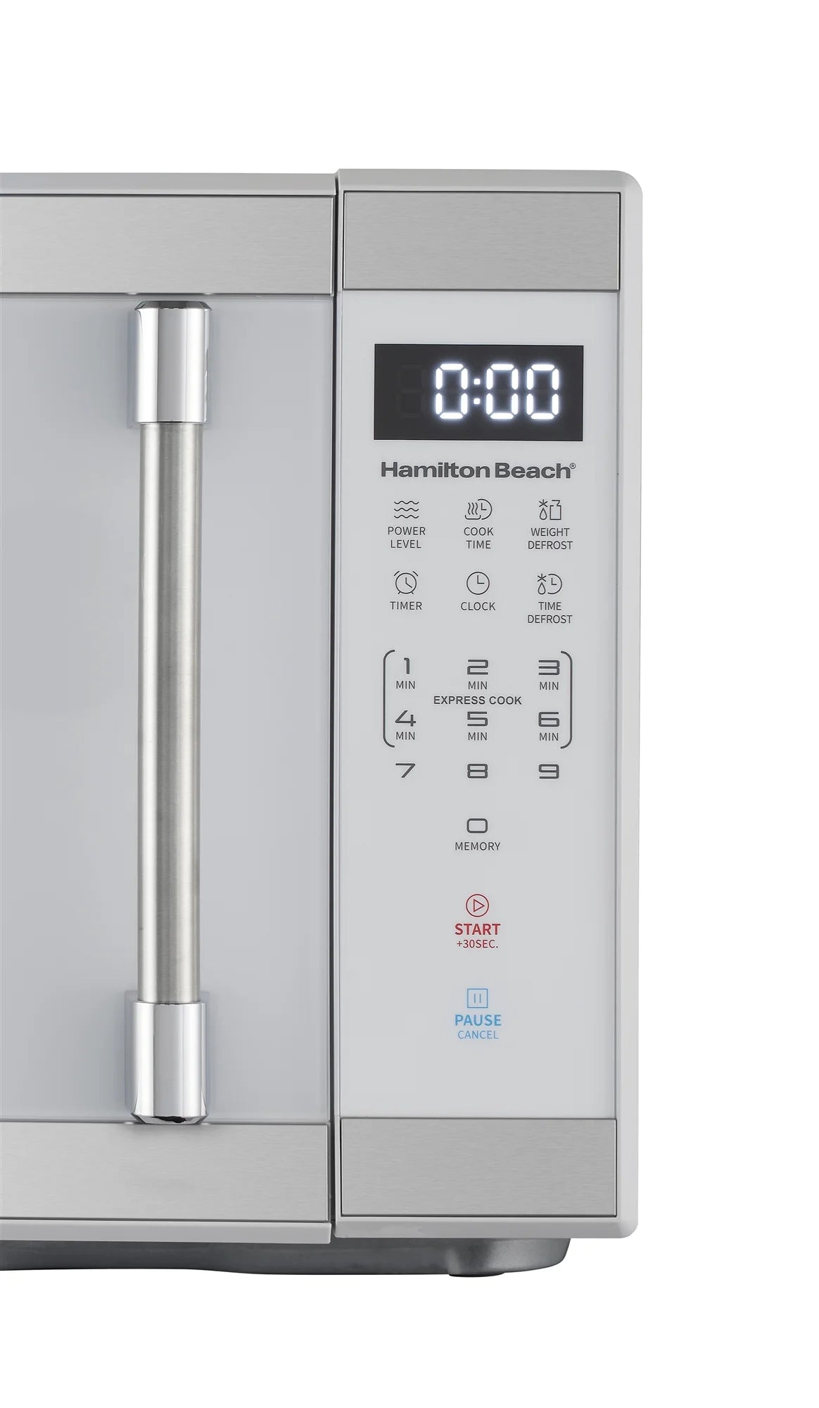 Hamilton Beach 1.1 Cu. Ft. Countertop Microwave Oven, 1000 Watts, White Stainless Steel