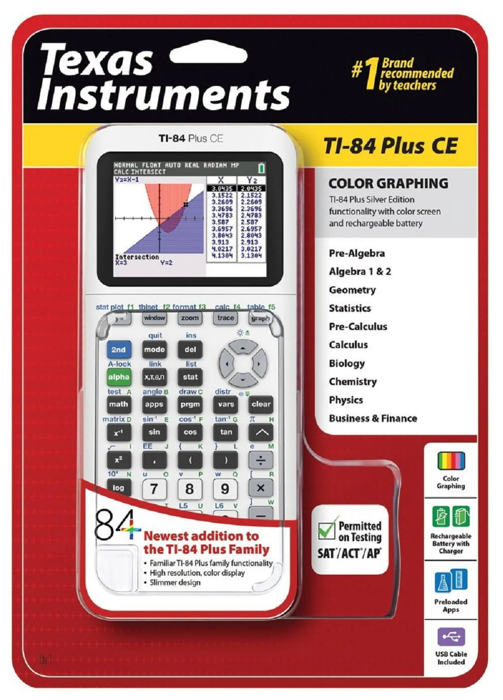 Texas Instruments TI - 84 Plus CE Graphing Calculator, White