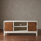 Roomviax Ajani Media Stand Distressed White/Honey Brown