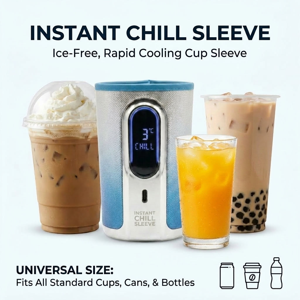 2026 Smart Cooling Tech ，Instant Chill Sleeve: The Ultimate "AC for Your Drink"， Chill Your Drink in 30 Seconds without Dilution ，5 Hours Icy Fresh ，Portable Rechargeable Beverage Cooler for Summer Must-Have