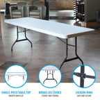 Lifetime 8 - Foot Commercial Grade Folding Table, White Granite (22980)