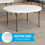 Lifetime 60 in Round Folding Table, Indoor/Outdoor Commercial Grade, Almond (280435)