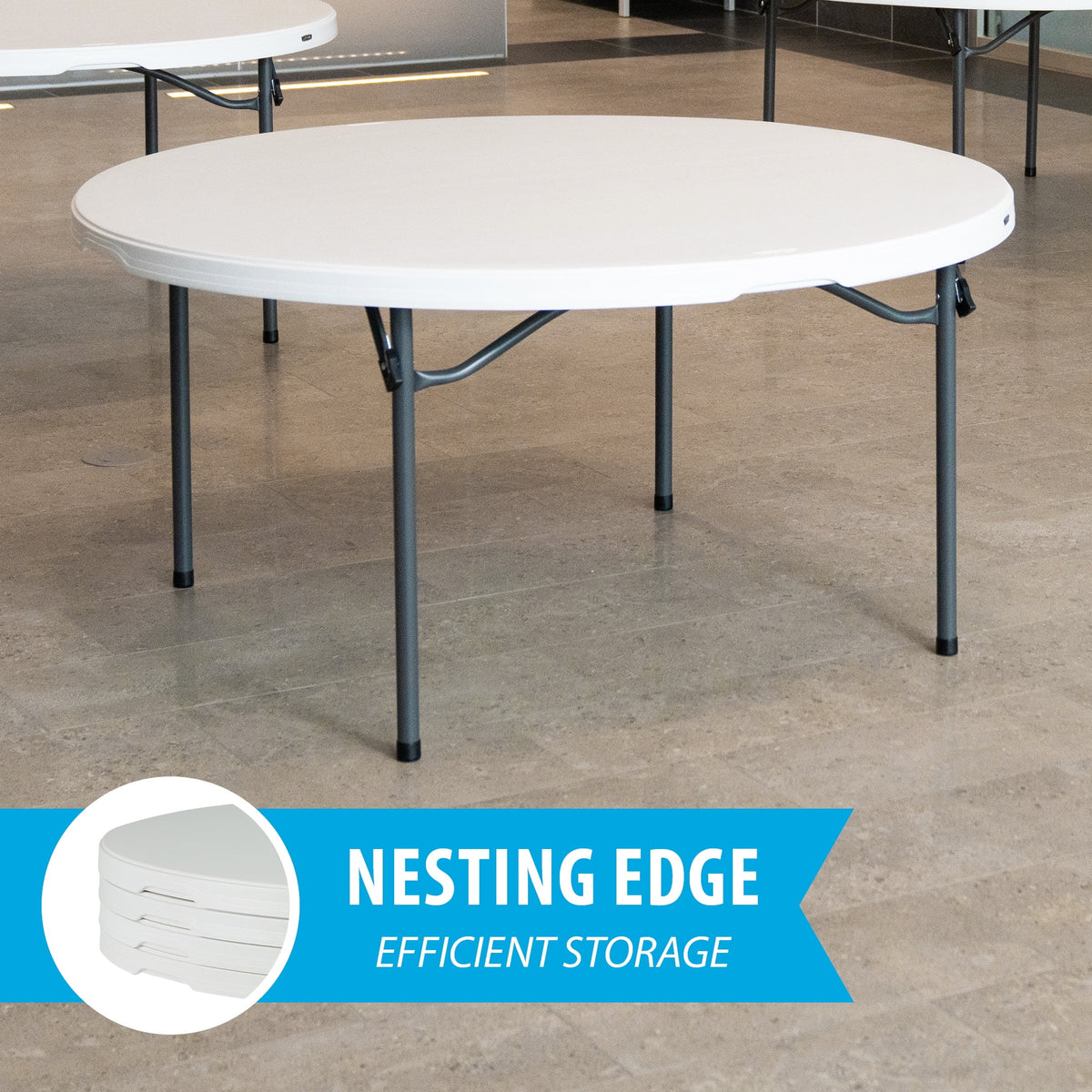 Lifetime 60 in Round Folding Table, Indoor/Outdoor Commercial Grade, Almond (280435)