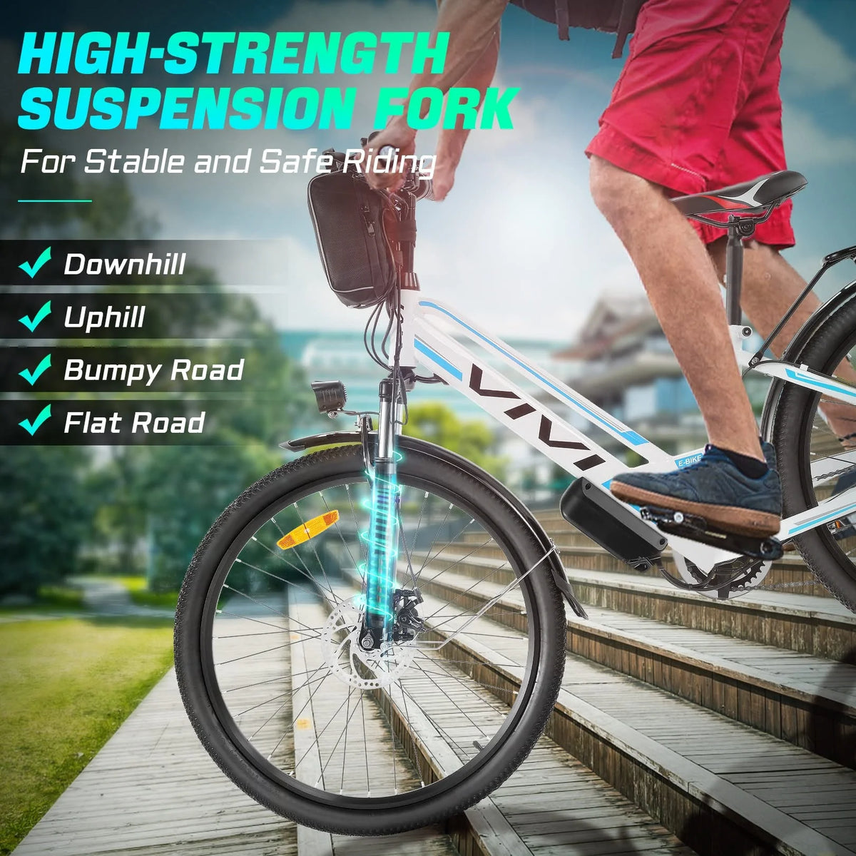 Vivi Electric Bike 26" City Commuter Electric Bike 48V 500W Step - Through Electric Bike 19.8MPH Electric Cruiser