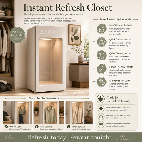 2026 Latest Tech – Instant Refresh Closet – Keep Your Active Wardrobe Fresh, Clean, and Ready in 15 Minutes, Perfect for Sports, Daily Wear, and Canadian Summers