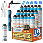 Adhesive Guru Spray Foam Insulation Kit (18 x 32.80 oz/930 Gr - 360 Board Feet), Self - Expanding Adhesive Foam