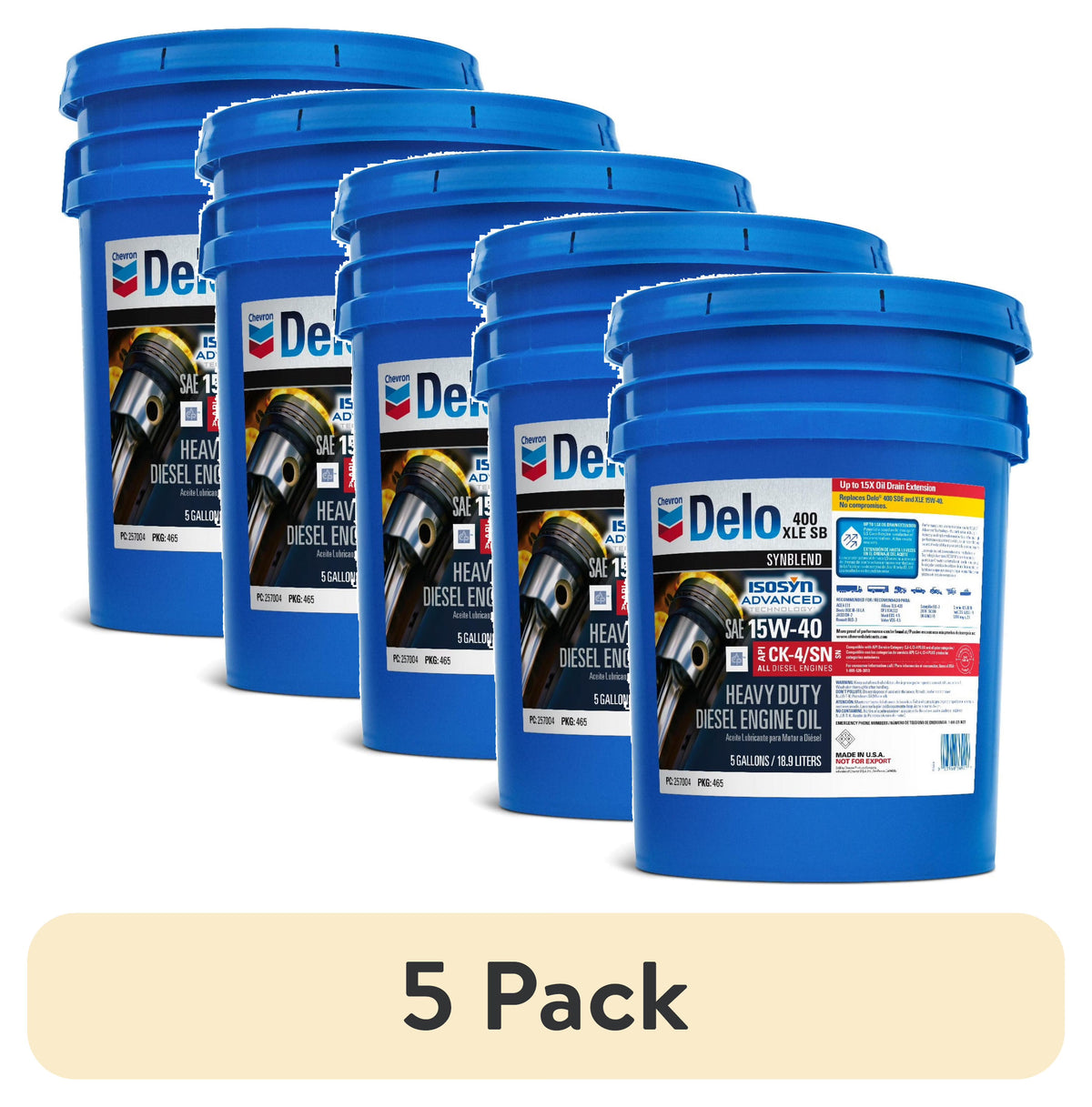 Delo 400 XLE SB Synthetic Blend SAE 15W - 40 Heavy - Duty Diesel Motor Oil 5 Gallon