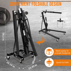GARVEE 2 Ton Folding Hydraulic Engine Hoist with Lever, Folding Engine Shop Crane Hoist Lift, Heavy Cherry Picker