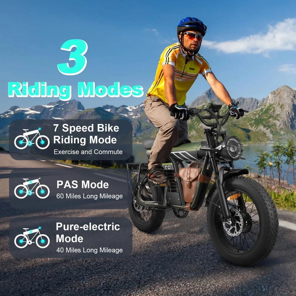 3000W(Peak) Motor 35MPH SMARTRAVEL ST202 Electric Dirt Bike for Adults, 52V50AH Dual Battery Ebike, 92+ Miles Range