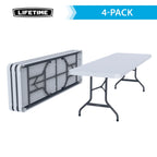 Lifetime Combo Set of (4) 8 - Foot Rectangle Folding Tables & (32) Chairs, Indoor/Outdoor Use, White (80147)