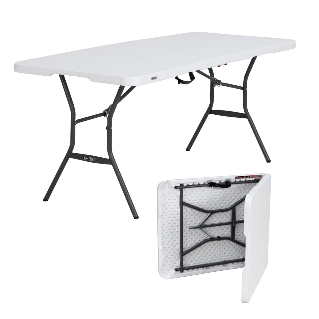 Lifetime 6' Commercial Grade High - Quality Fold - in - Half Folding Table, White (25011)