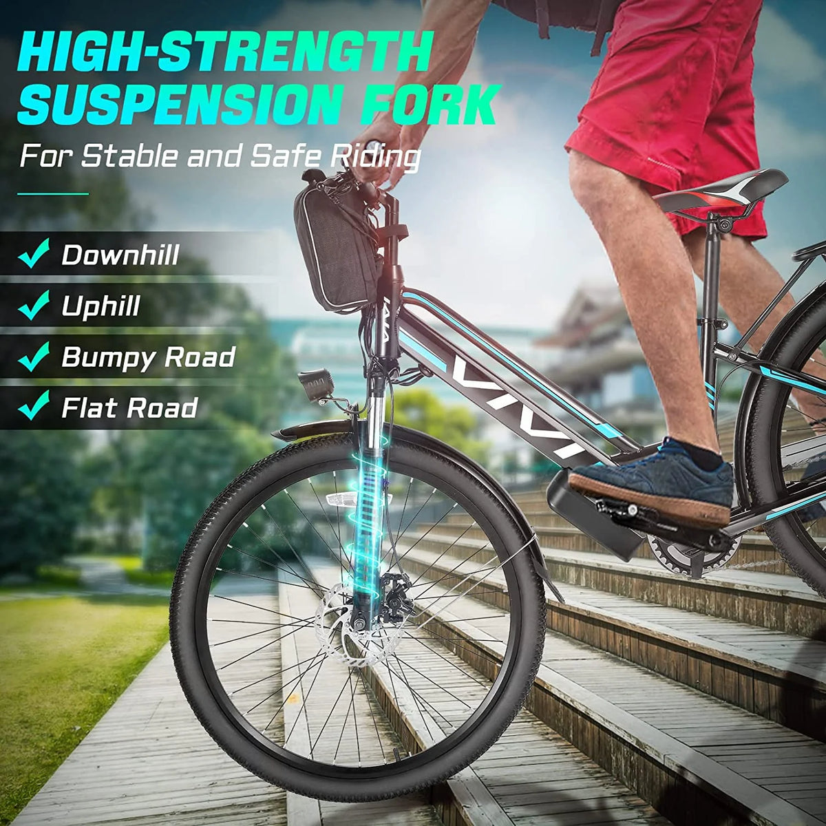Vivi Electric Bike 26" City Commuter Electric Bike 48V 500W Step - Through Electric Bike 19.8MPH Electric Cruiser