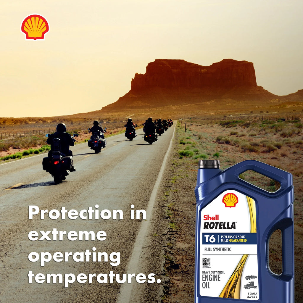 (3 Pack) Shell Rotella T6 Full Synthetic 15W - 40 Motor Oil, 1 Gallon (3 Pack)