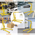 GARVEE 2 Ton Folding Hydraulic Engine Hoist with Lever, Folding Engine Shop Crane Hoist Lift, Heavy Cherry Picker
