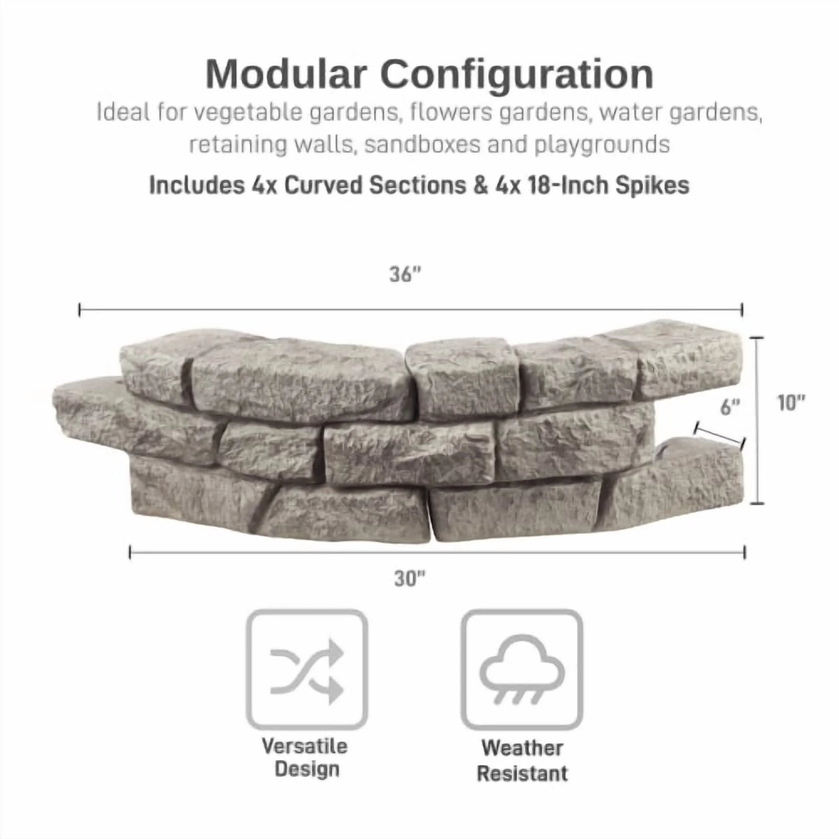 RTS Home Accents Rock Lock Raised Garden Bed Curved Rock (Pack of 4)