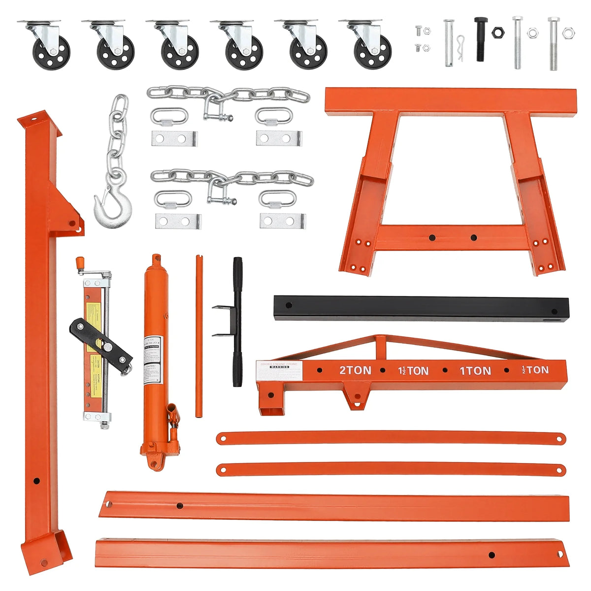 GARVEE 2 Ton Folding Hydraulic Engine Hoist with Lever, Folding Engine Shop Crane Hoist Lift, Heavy Cherry Picker