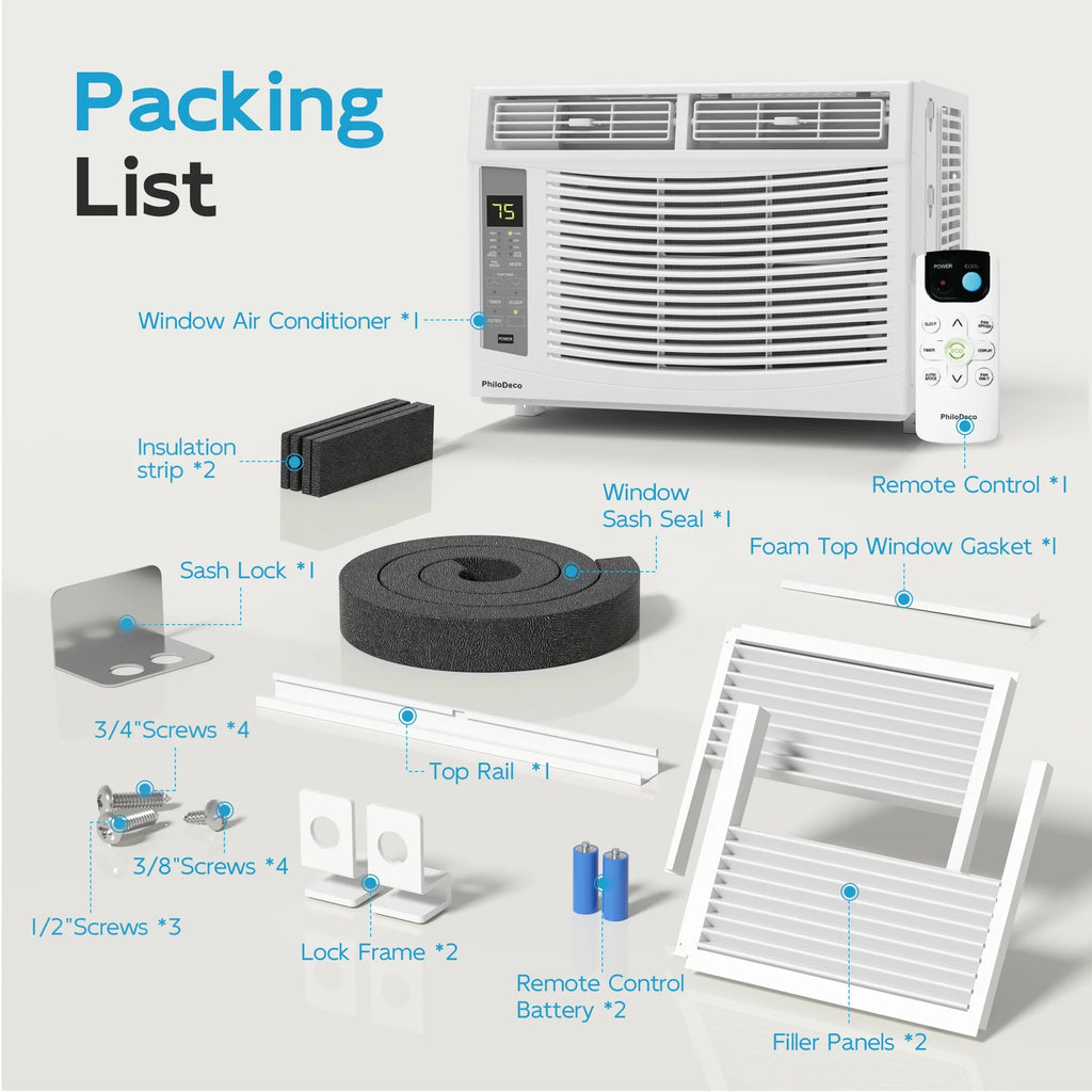 Window Air Conditioner 6000 BTU Cool to 250 Sq Ft Intelligent, LED, Remote Control, Easy to Clean Filter Screen, Can