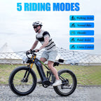 Electric Bike for Adults 26'', 1000W E - Mountain Bike 48V 30/20ah UL2849 Removable Battery, Fat Tire Ebike up to