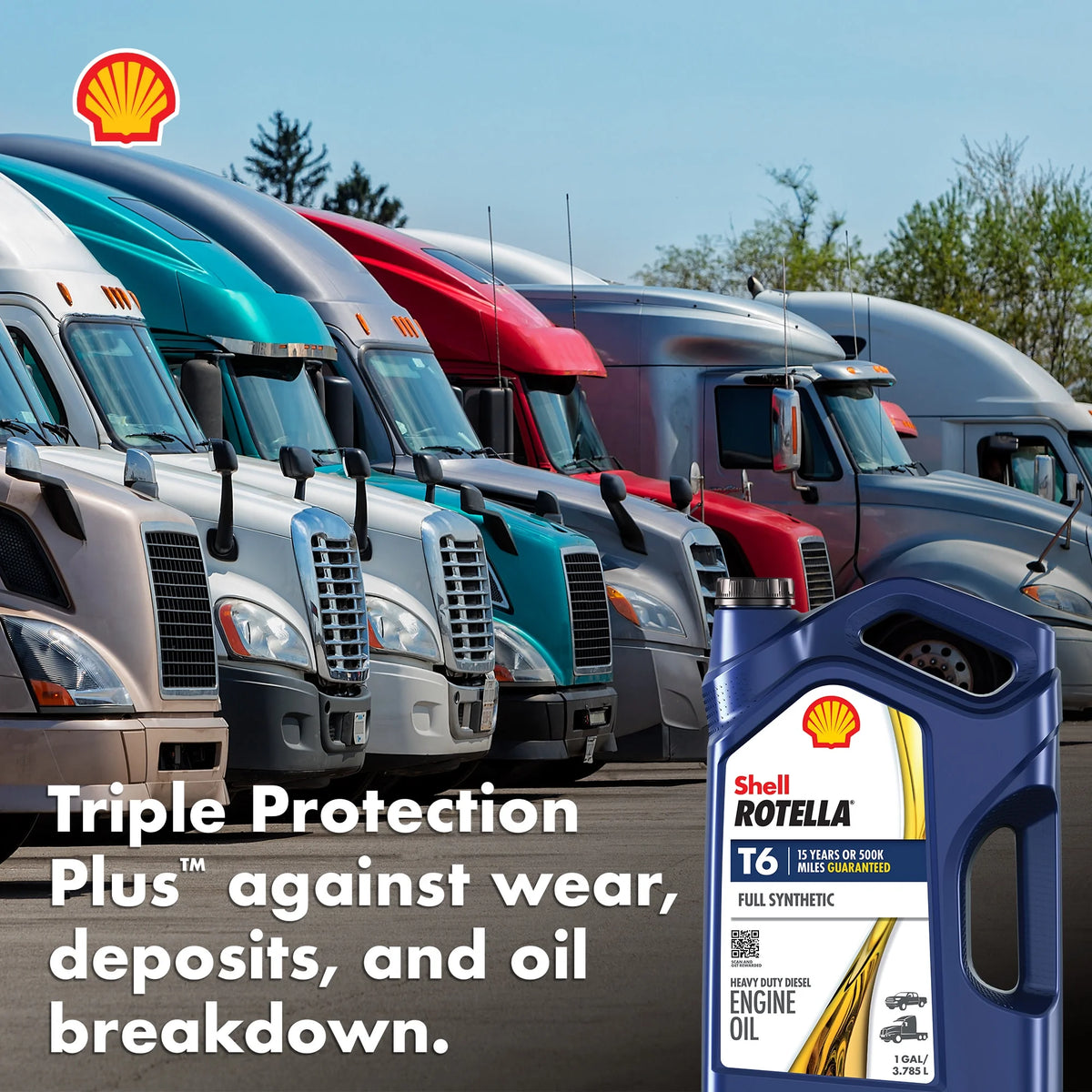 (3 Pack) Shell Rotella T6 Full Synthetic 15W - 40 Motor Oil, 1 Gallon (3 Pack)
