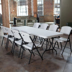 Lifetime Combo Set of (4) 8 - Foot Rectangle Folding Tables & (32) Chairs, Indoor/Outdoor Use, White (80147)