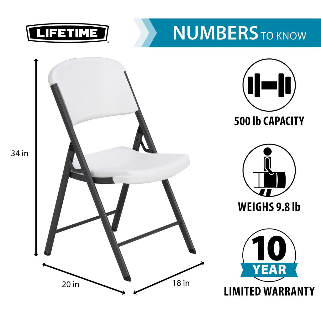 Lifetime Combo Set of (4) 8 - Foot Rectangle Folding Tables & (32) Chairs, Indoor/Outdoor Use, White (80147)