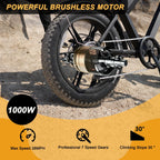 Movcan V30 Electric Bike for Adult, 1000W 20" Fat Tire 48V 15.6AH Removable Battery, 28MPH 7 - Speed Disc Brake Off